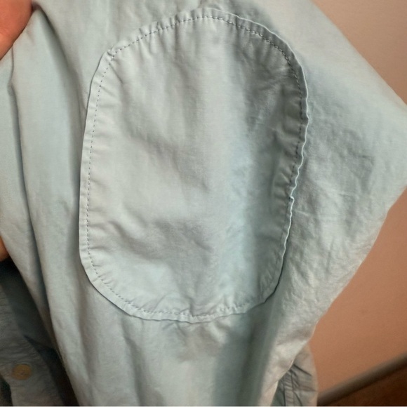 Thaddeus |  Men's Light Blue Casual Button Down Shirt with Reinforced Elbows - Picture 7 of 9